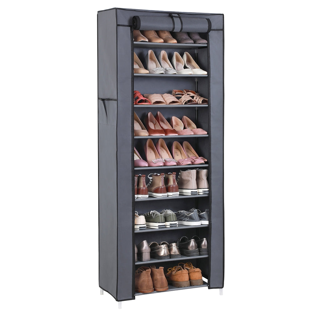 Schuhregal 10 Ebenen, mit Überzug, Schuhschrank