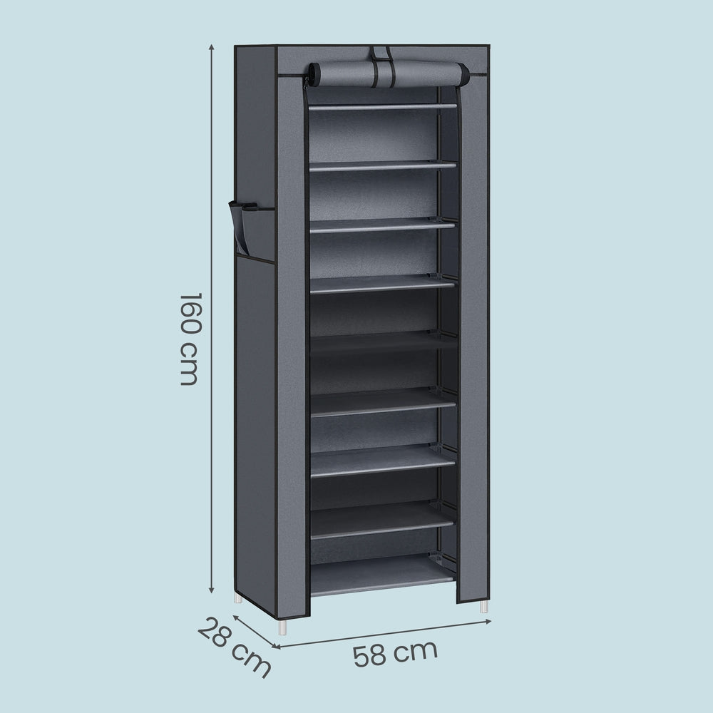 Schuhregal 10 Ebenen, mit Überzug, Schuhschrank