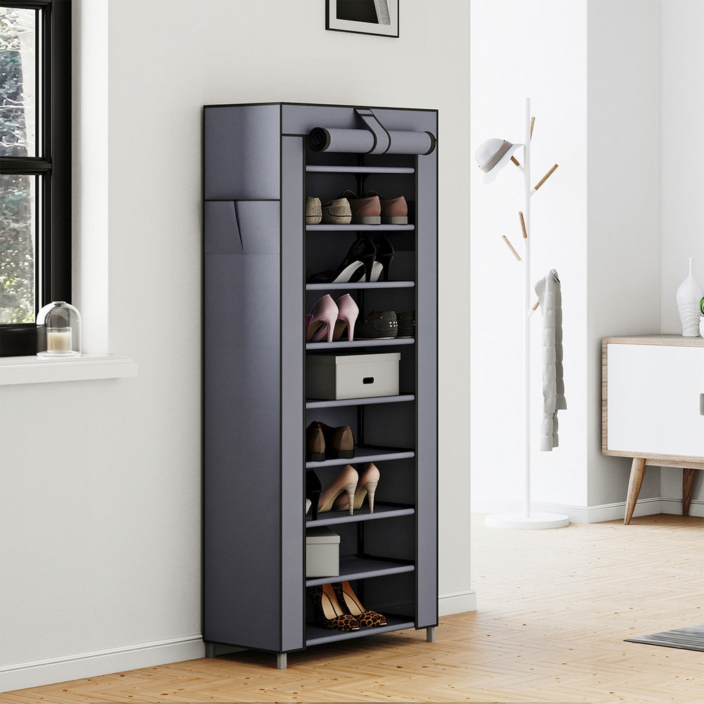Schuhregal 10 Ebenen, mit Überzug, Schuhschrank