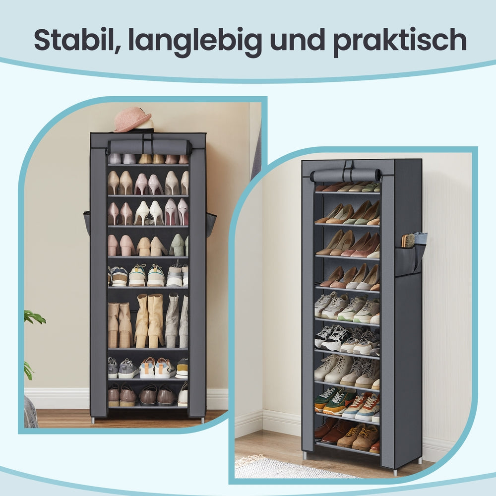 Schuhregal 10 Ebenen, mit Überzug, Schuhschrank