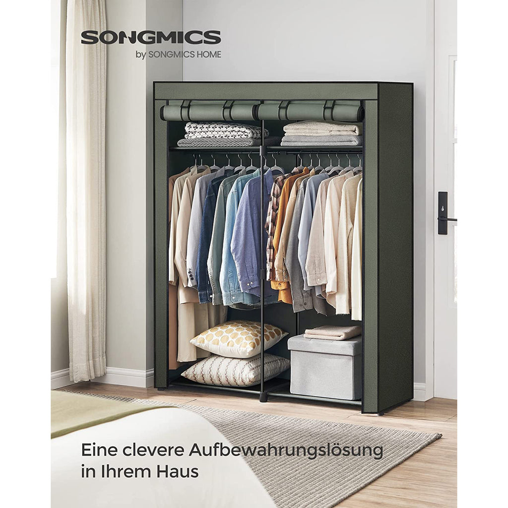 Stoffschrank mit 2 Kleiderstangen salbeigrün