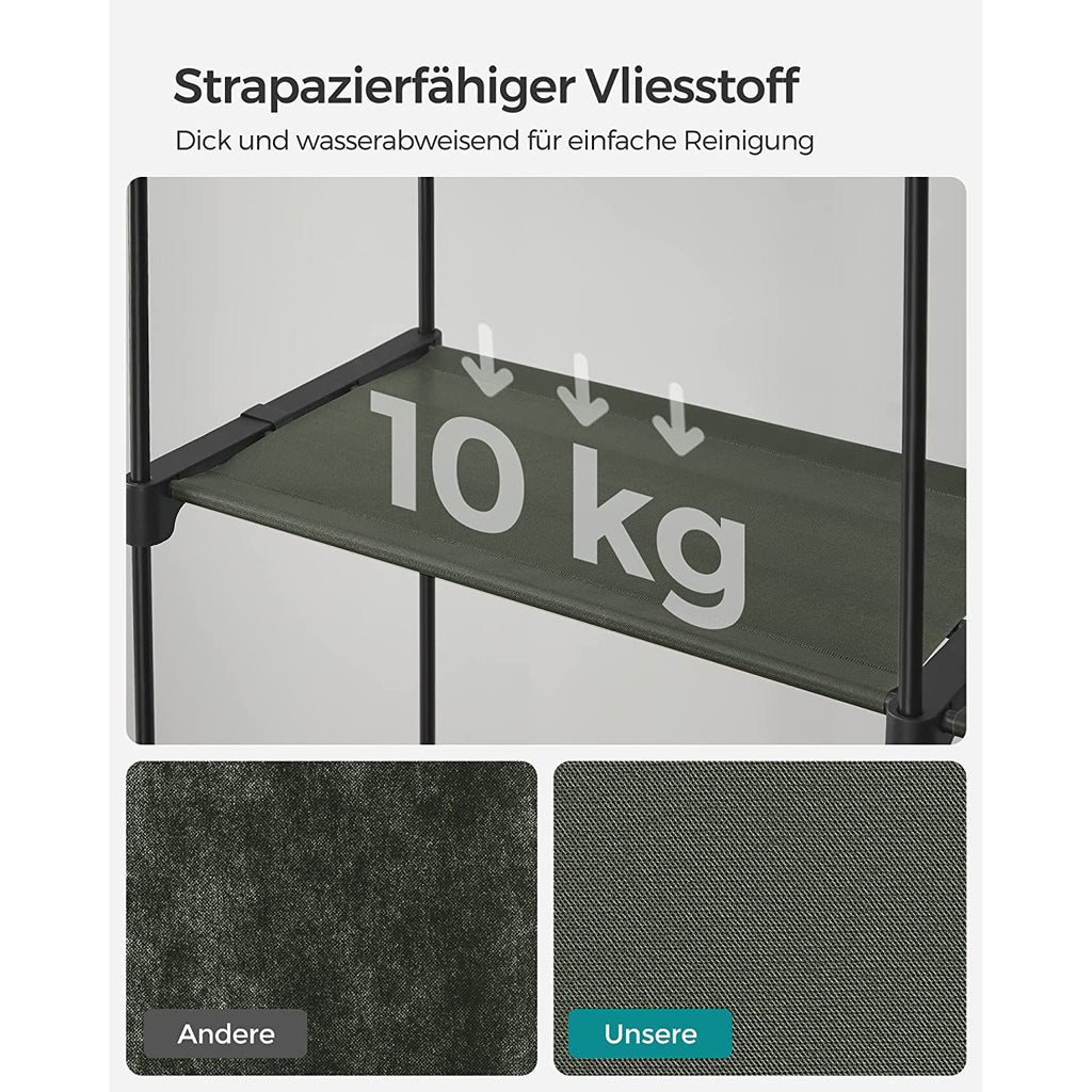 Stoffschrank mit 2 Kleiderstangen salbeigrün