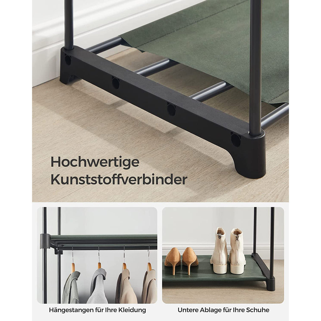 Stoffschrank mit 2 Kleiderstangen salbeigrün