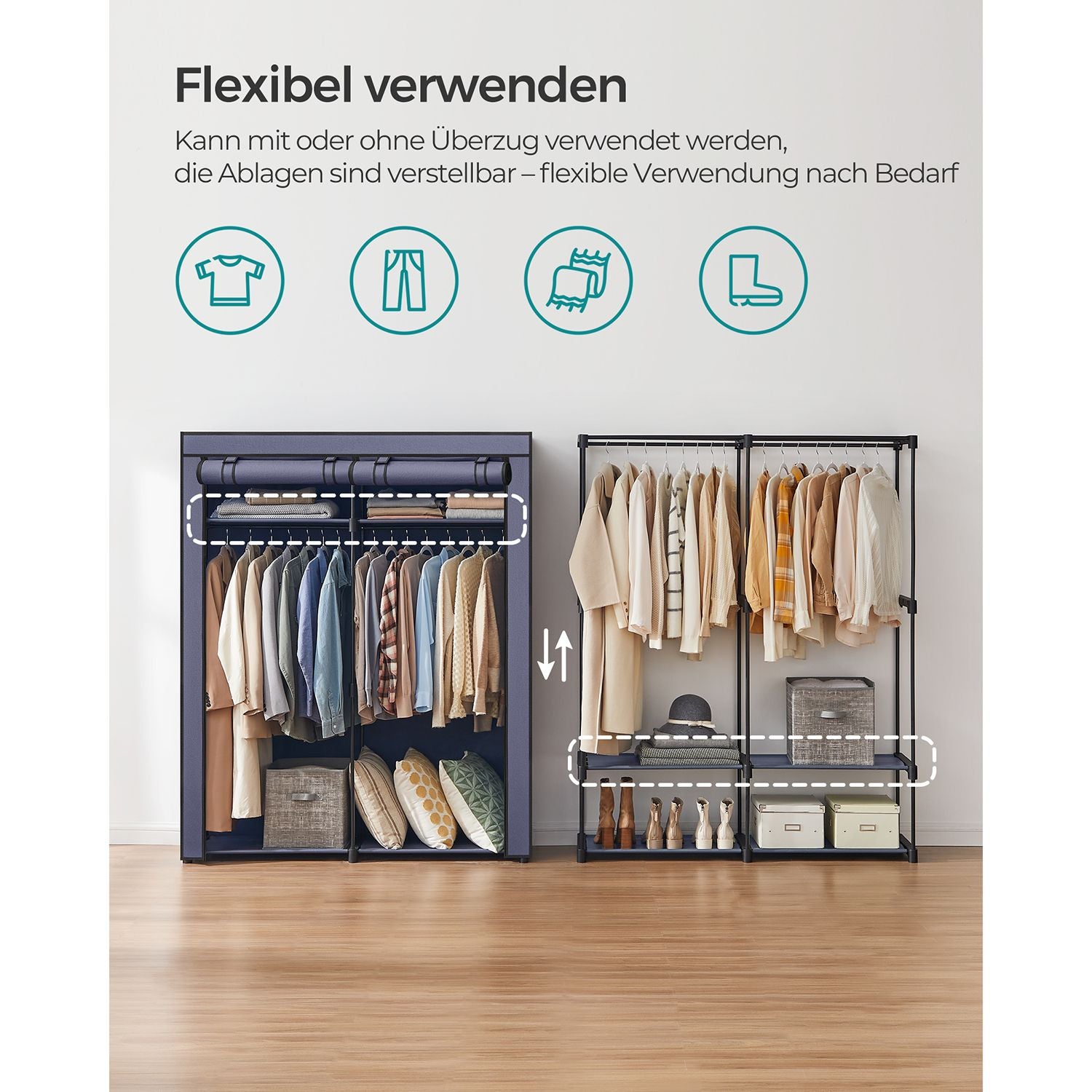 Garderobe mit 2 Kleiderstangen