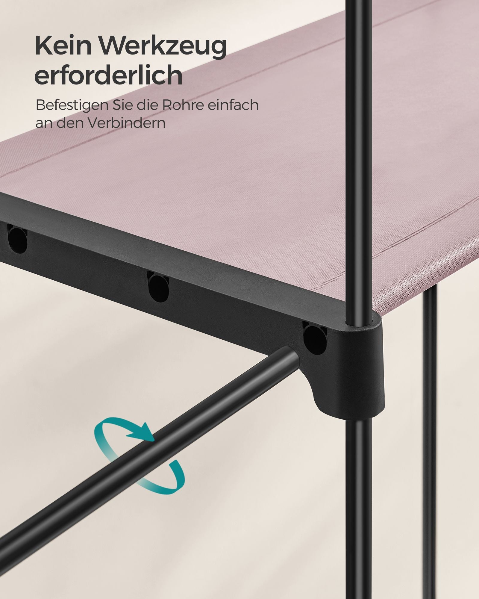 Kleiderschrank mit 2 Kleiderstangen faltbar lavendellila