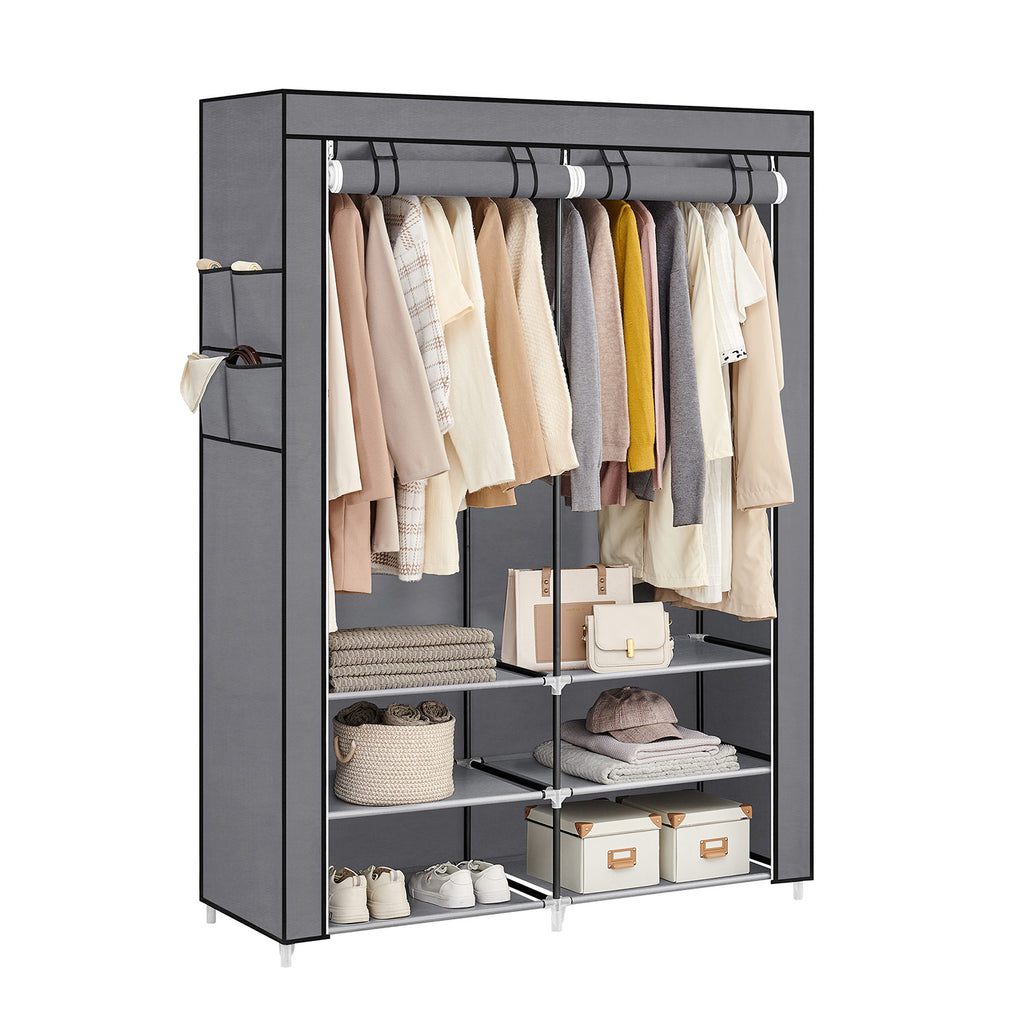 Stoffschrank mit 2 Kleiderstangen und 4 Seitentaschen