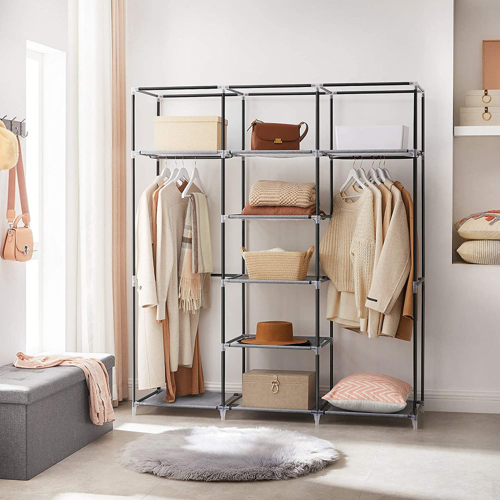 Großer Stoffschrank mit 2 Kleiderstangen