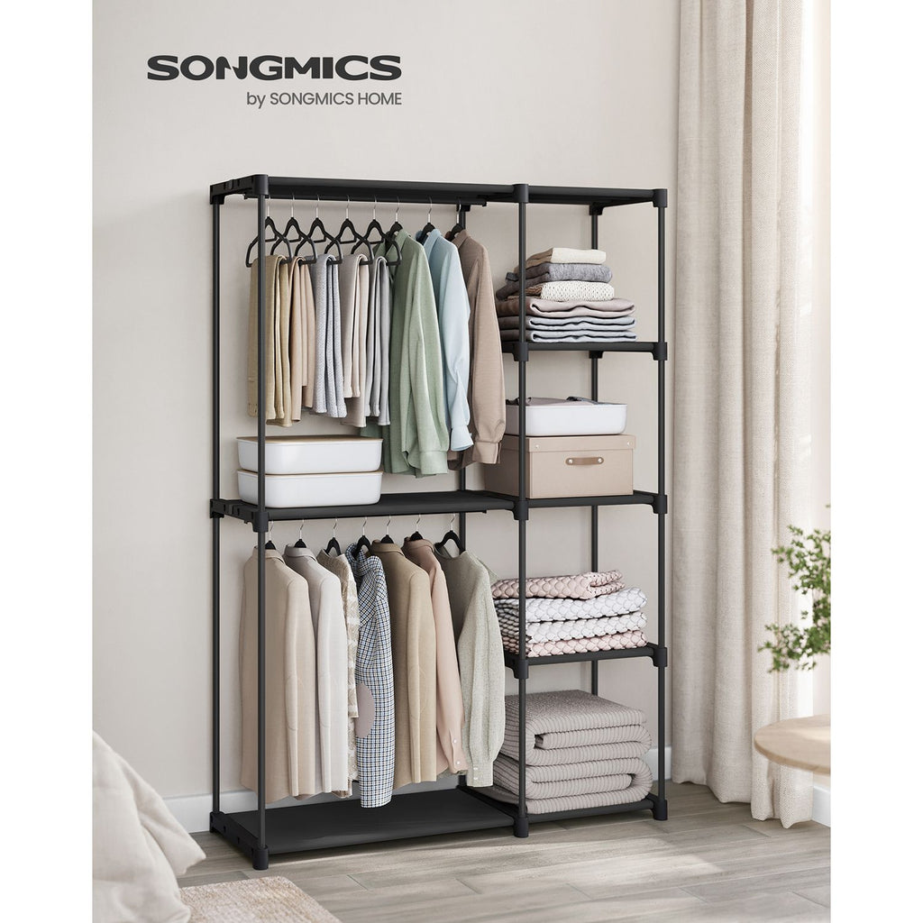 Kleiderschrank offen mit Kleiderstangen 43 x 124 x 182 cm schwarz