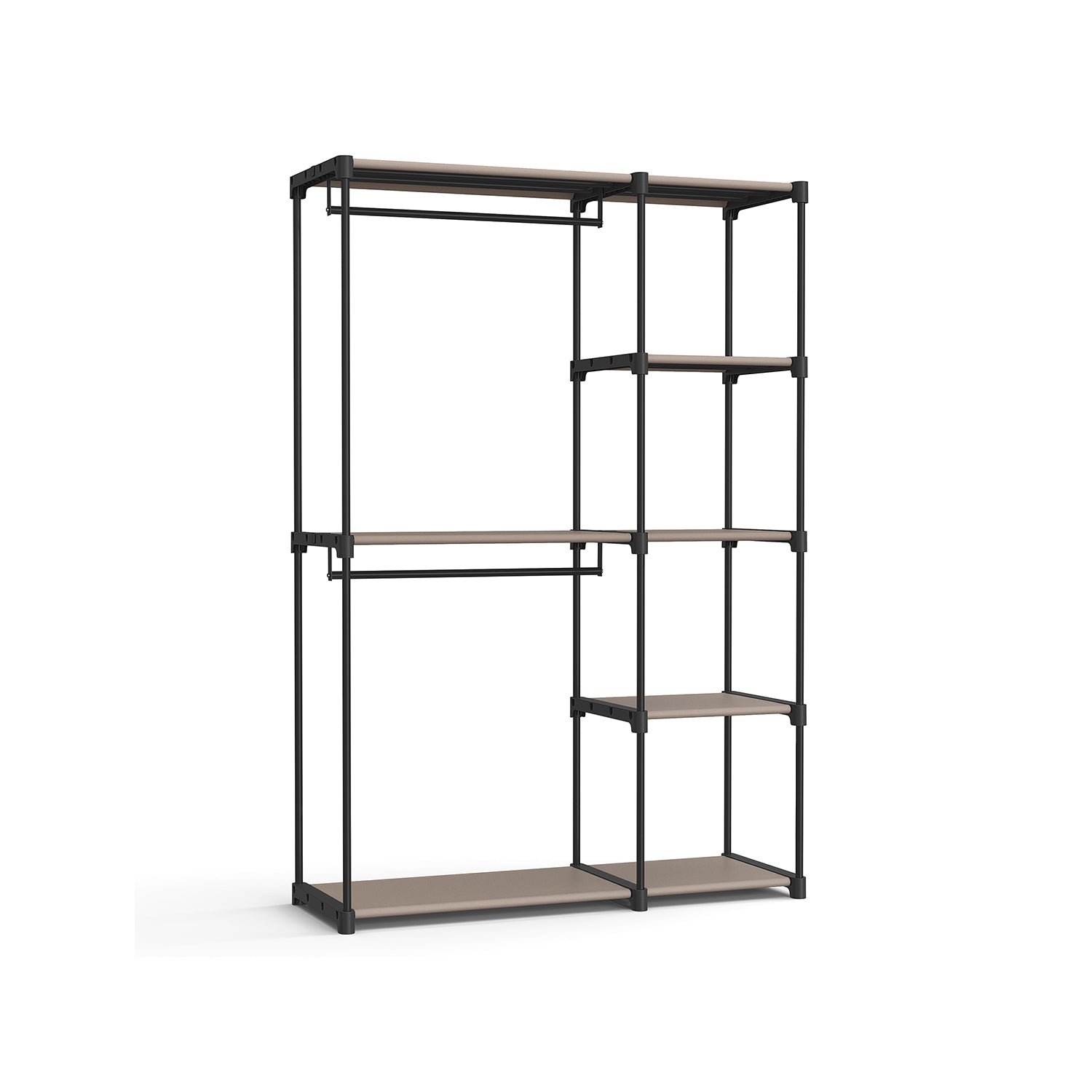 Kleiderschrank offen mit Kleiderstangen 43 x 124 x 182 cm Taupe