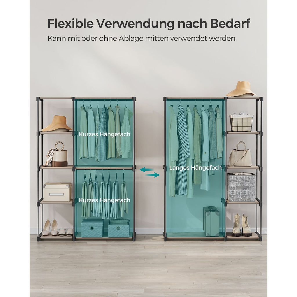 Kleiderschrank offen mit Kleiderstangen 43 x 124 x 182 cm Taupe