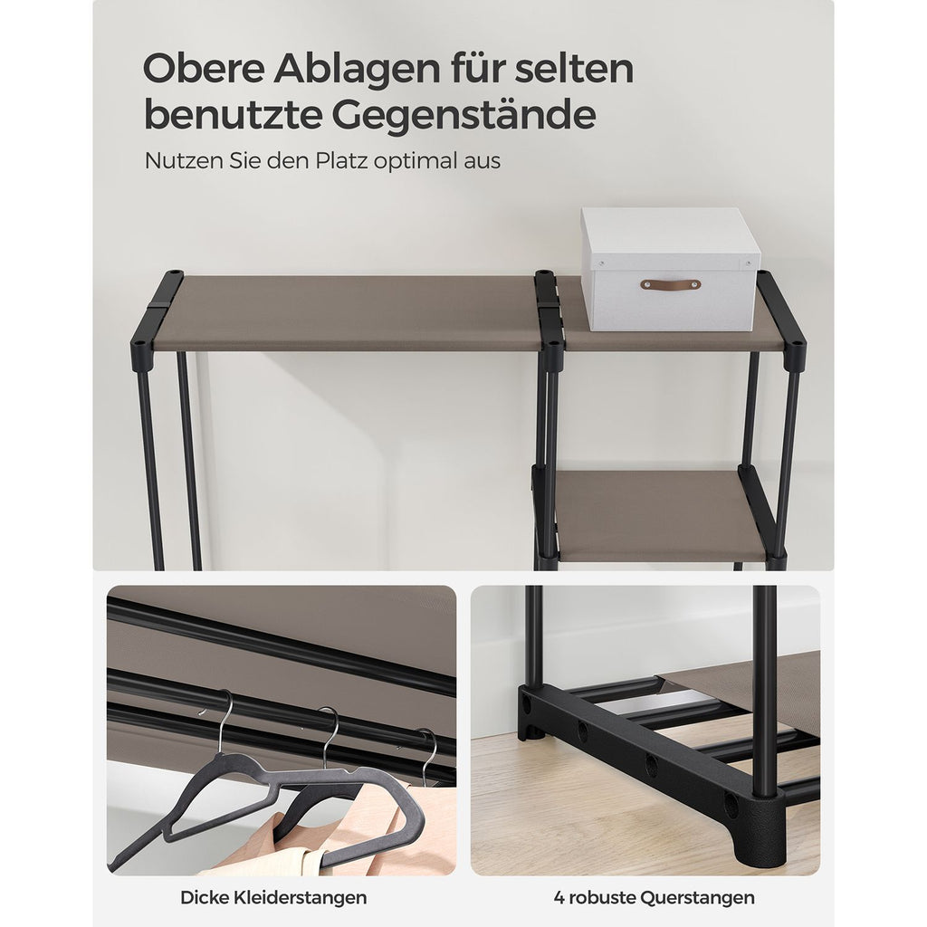 Kleiderschrank offen mit Kleiderstangen 43 x 124 x 182 cm Taupe