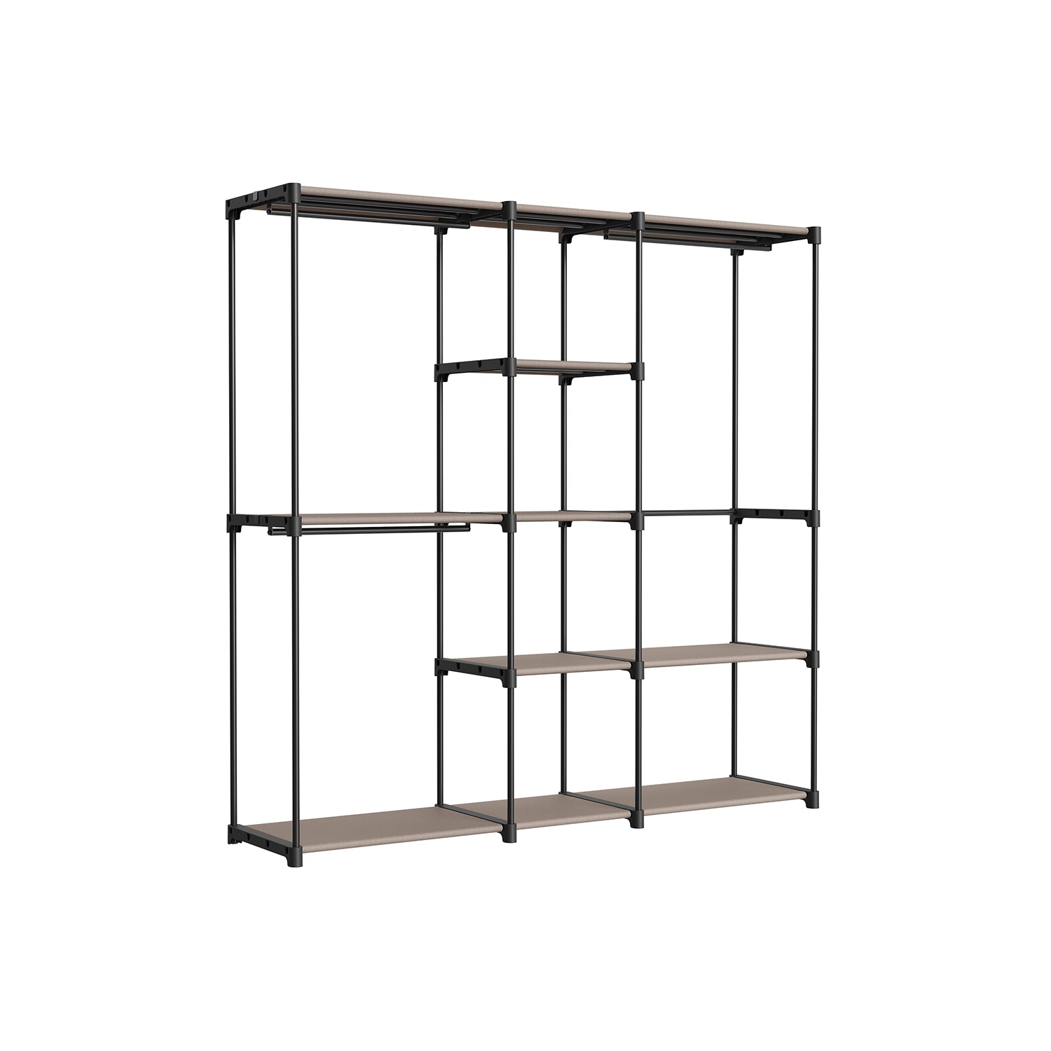 freistehende Garderobe mit Kleiderstangen taupe
