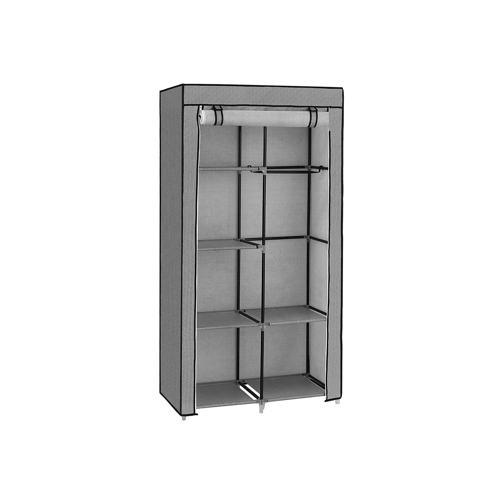 Stoffschrank Metallrohre Grau