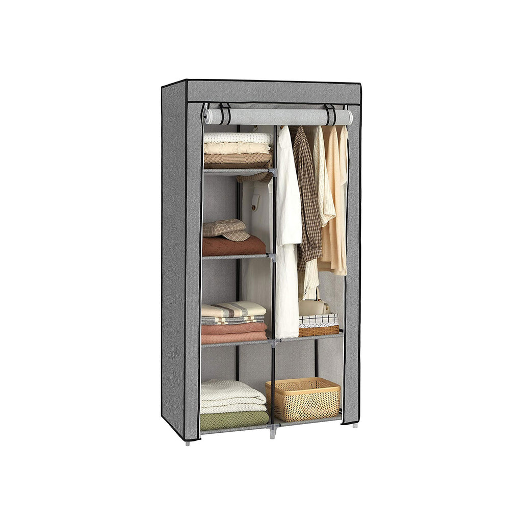 Stoffschrank Metallrohre Grau