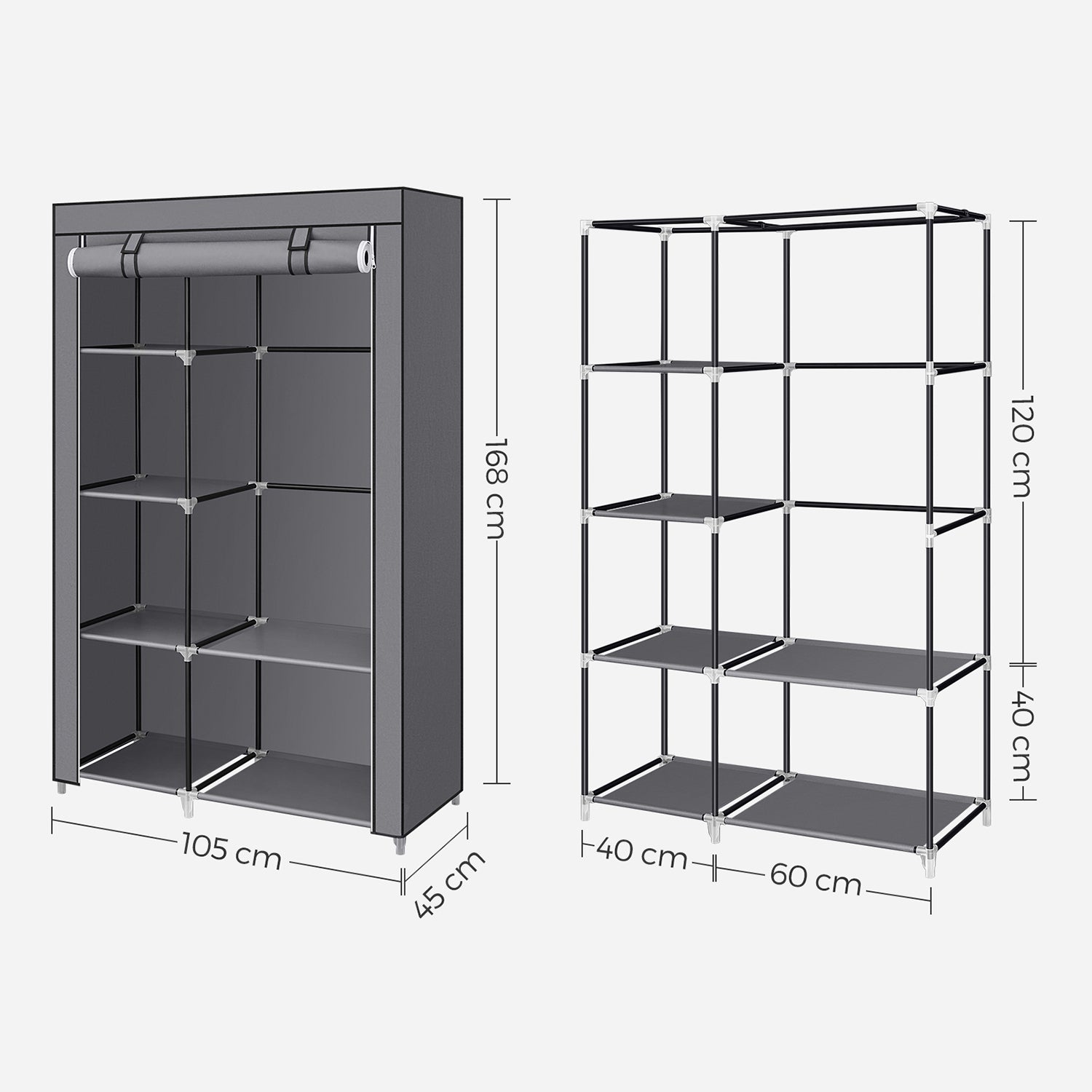 Stoffschrank mit Kleiderstange