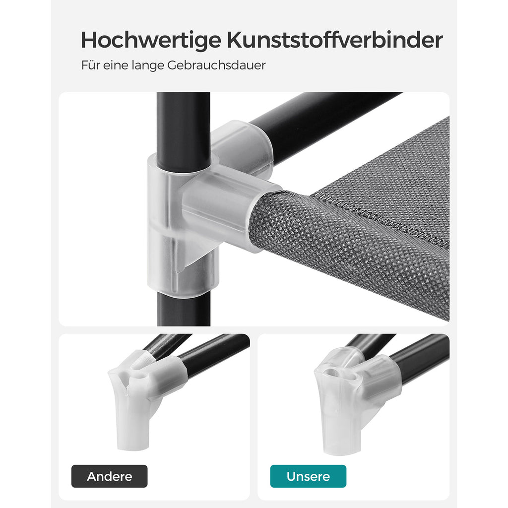 Stoffschrank mit 3 Kleiderstangen und 4 Seitentaschen