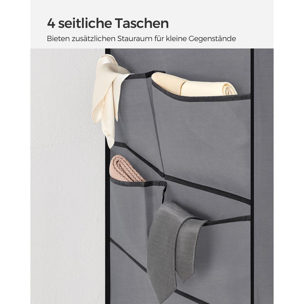 Stoffschrank mit 3 Kleiderstangen und 4 Seitentaschen