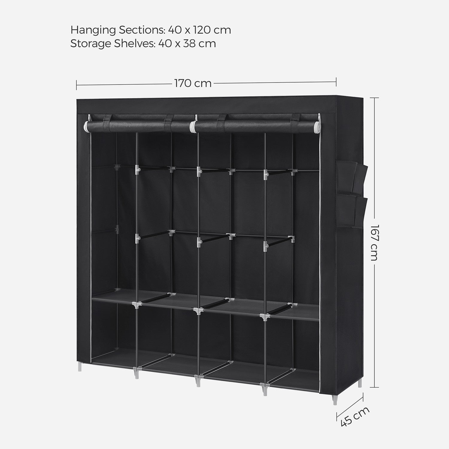 Stoffschrank mit 4 Seitentaschen