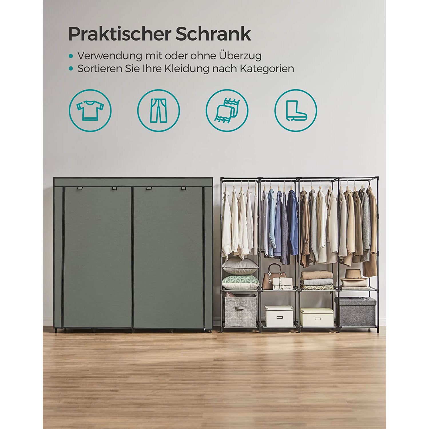 Stoffschrank 45 x 170 x 167 cm salbeigrün