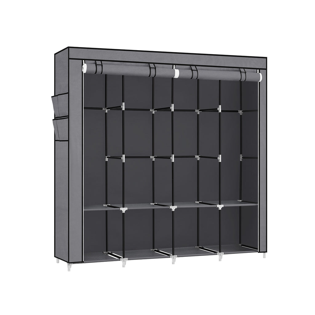 Stoffschrank mit 4 Kleiderstangen und 4 Seitentaschen