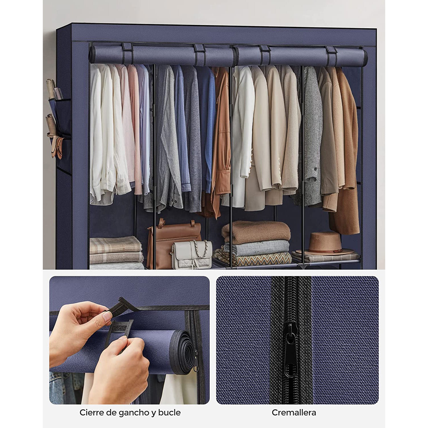 Stoffschrank 45 x 170 x 167 cm dunkelblau