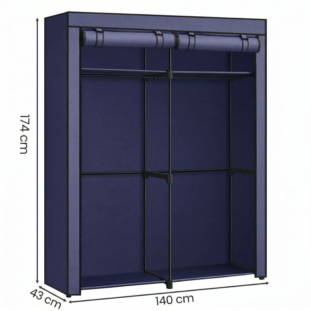 Kleiderschrank, Garderobe mit 2 Kleiderstangen, Kleidungsaufbewahrung