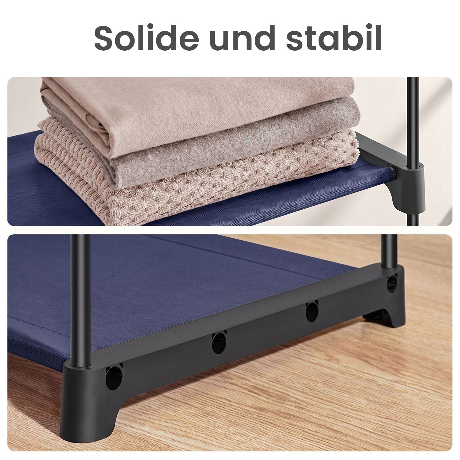 Kleiderschrank, Garderobe mit 2 Kleiderstangen, Kleidungsaufbewahrung