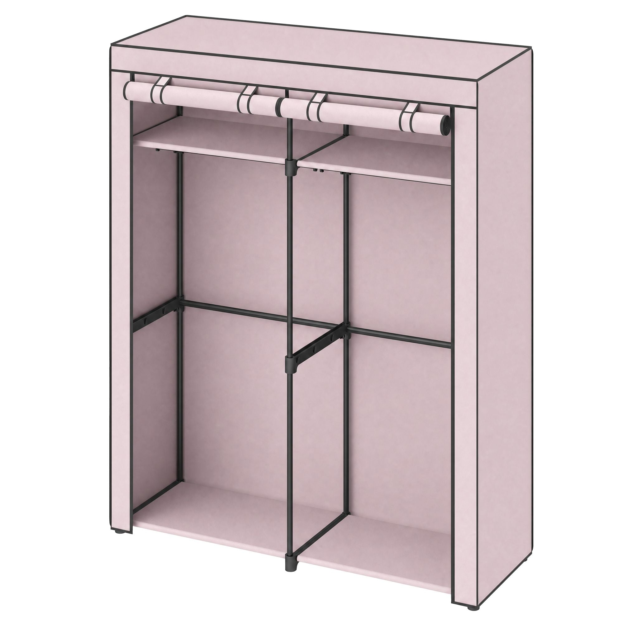 Kleiderschrank, Garderobe mit 2 Kleiderstangen, Kleidungsaufbewahrung