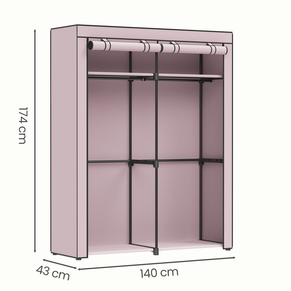 Kleiderschrank, Garderobe mit 2 Kleiderstangen, Kleidungsaufbewahrung