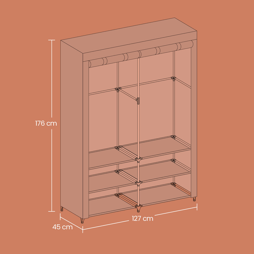 Stoffschrank, Kleiderschrank, 45 x 127 x 176 cm