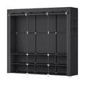 Kleiderschrank aus Stoff mit 3 Hängefächern, Regalen und 4 Taschen, Garderobe für Schlafzimmer