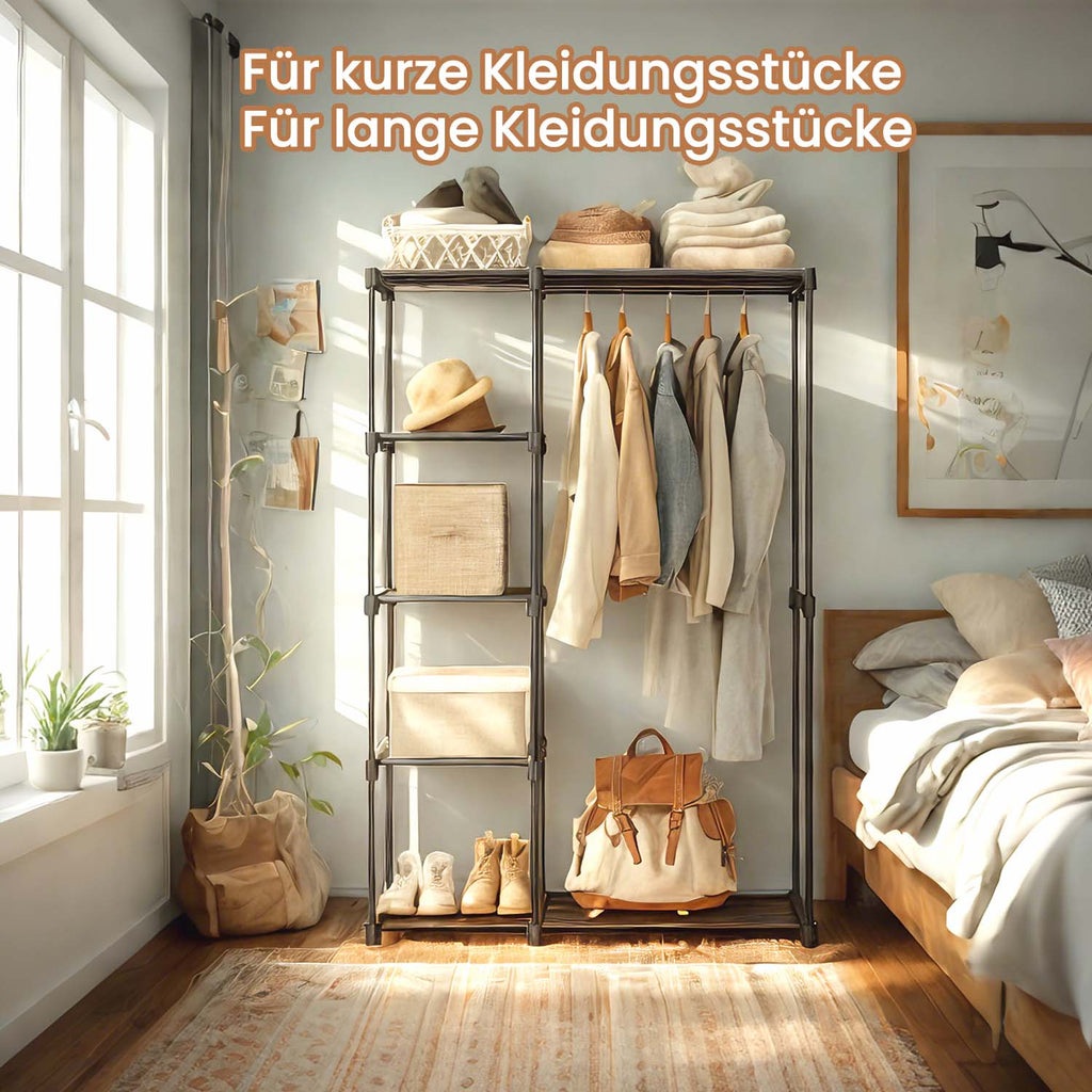 Kleiderschrank offen, Kleiderständer, Kleiderstange