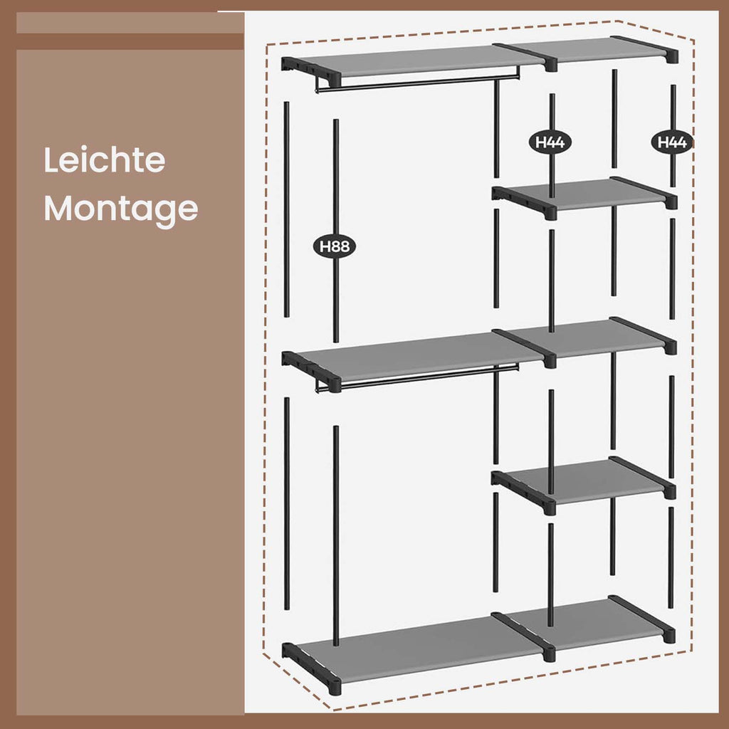 Kleiderschrank offen, Kleiderständer, Kleiderstange