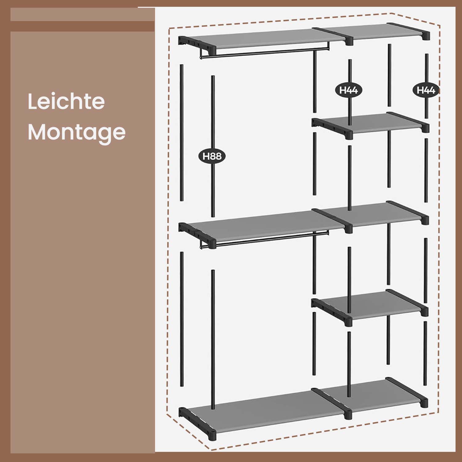 Kleiderschrank offen, Kleiderständer, Kleiderstange