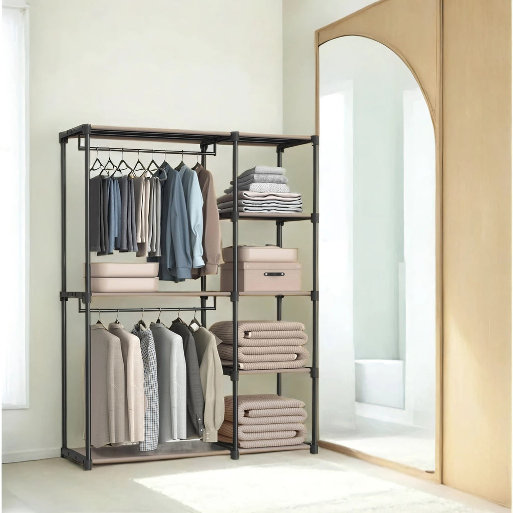 Kleiderschrank offen mit Kleiderstangen 43 x 124 x 182 cm schwarz