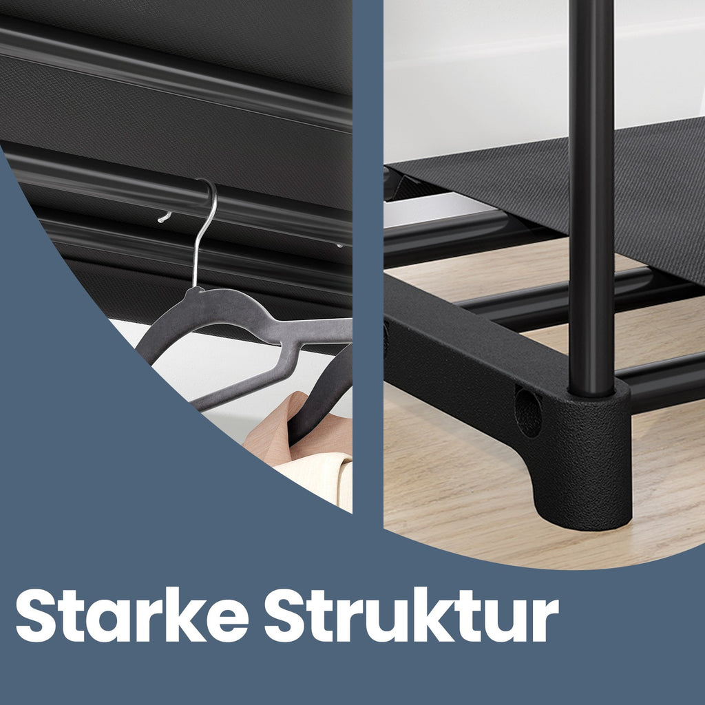 Kleiderschrank offen mit Kleiderstangen 43 x 124 x 182 cm schwarz