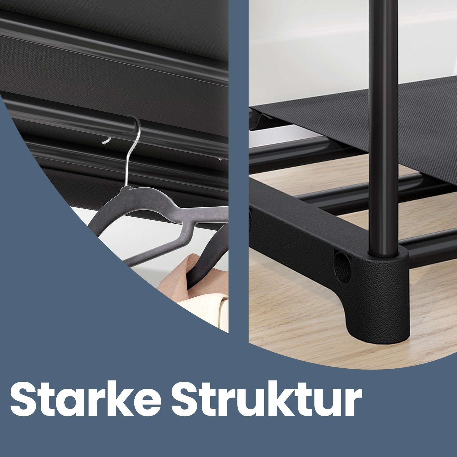 Kleiderschrank offen mit Kleiderstangen 43 x 124 x 182 cm schwarz