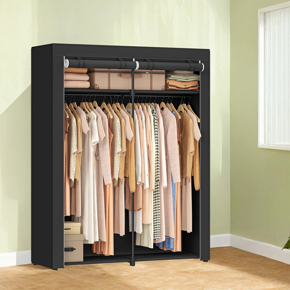 Kleiderschrank, Garderobe mit 2 Kleiderstangen, Kleidungsaufbewahrung