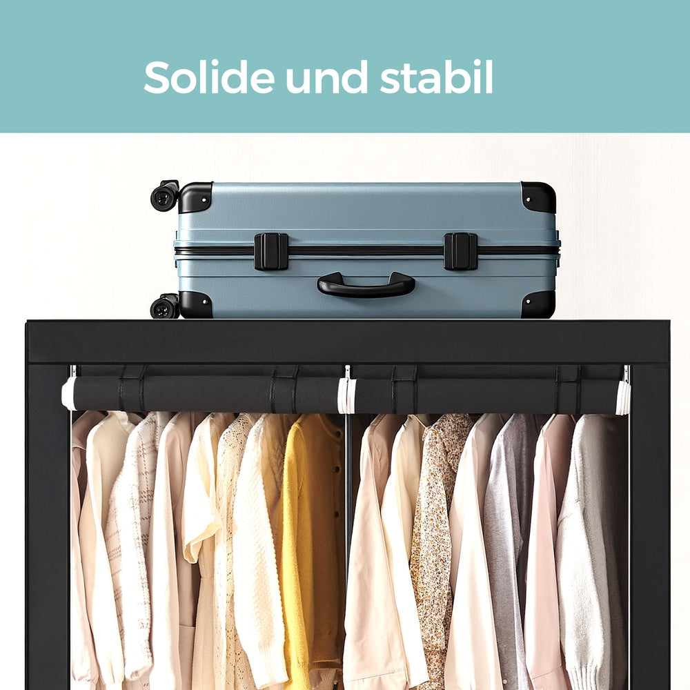 Kleiderschrank, Garderobe mit 2 Kleiderstangen, Kleidungsaufbewahrung