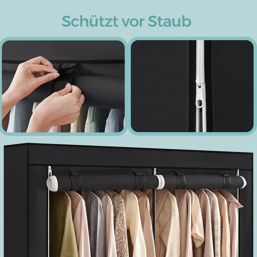 Kleiderschrank, Garderobe mit 2 Kleiderstangen, Kleidungsaufbewahrung