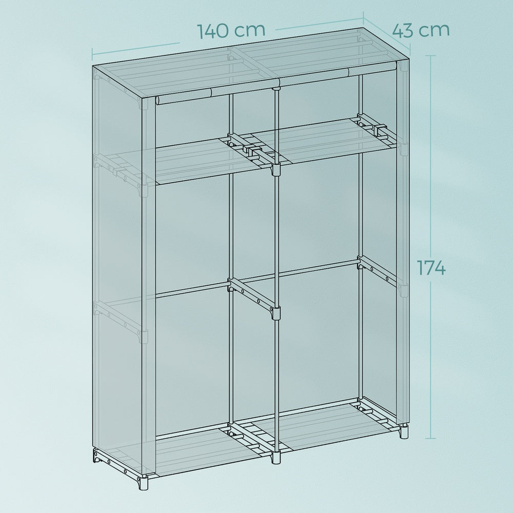 Kleiderschrank, Garderobe mit 2 Kleiderstangen, Kleidungsaufbewahrung