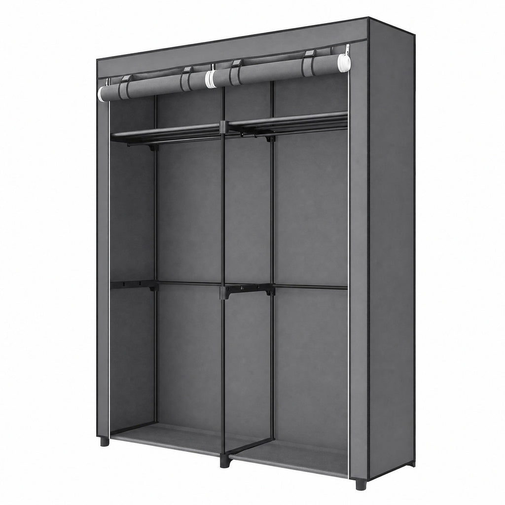 Kleiderschrank, Garderobe mit 2 Kleiderstangen, Kleidungsaufbewahrung