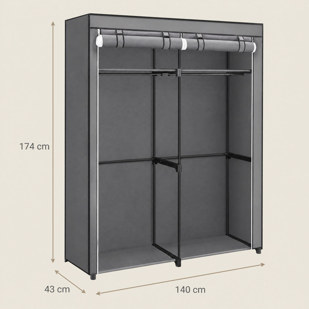 Kleiderschrank, Garderobe mit 2 Kleiderstangen, Kleidungsaufbewahrung