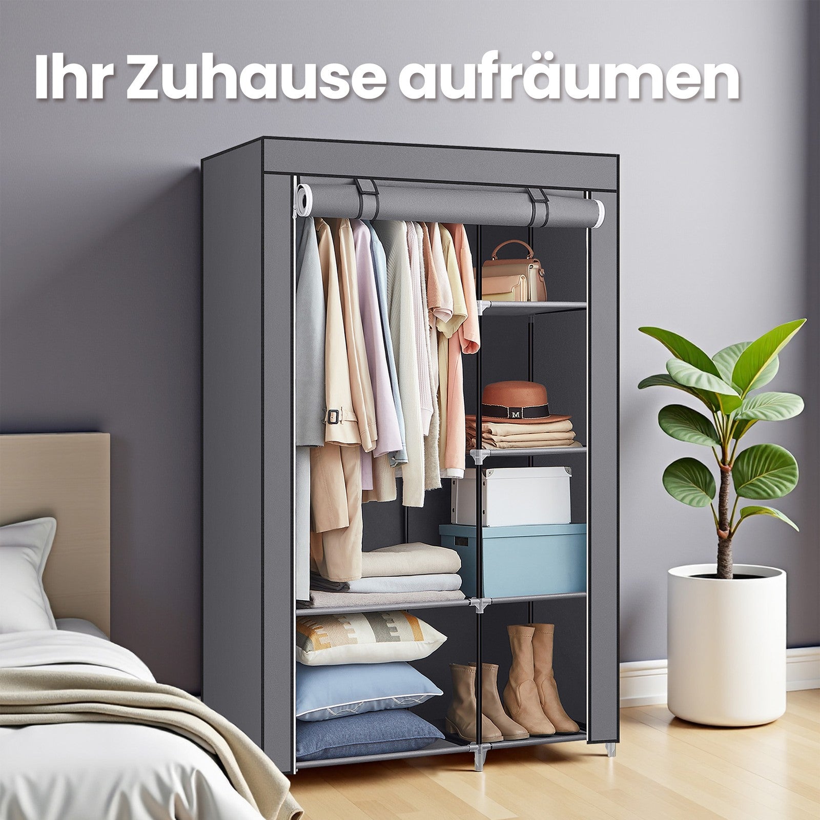 Stoffschrank mit Kleiderstange
