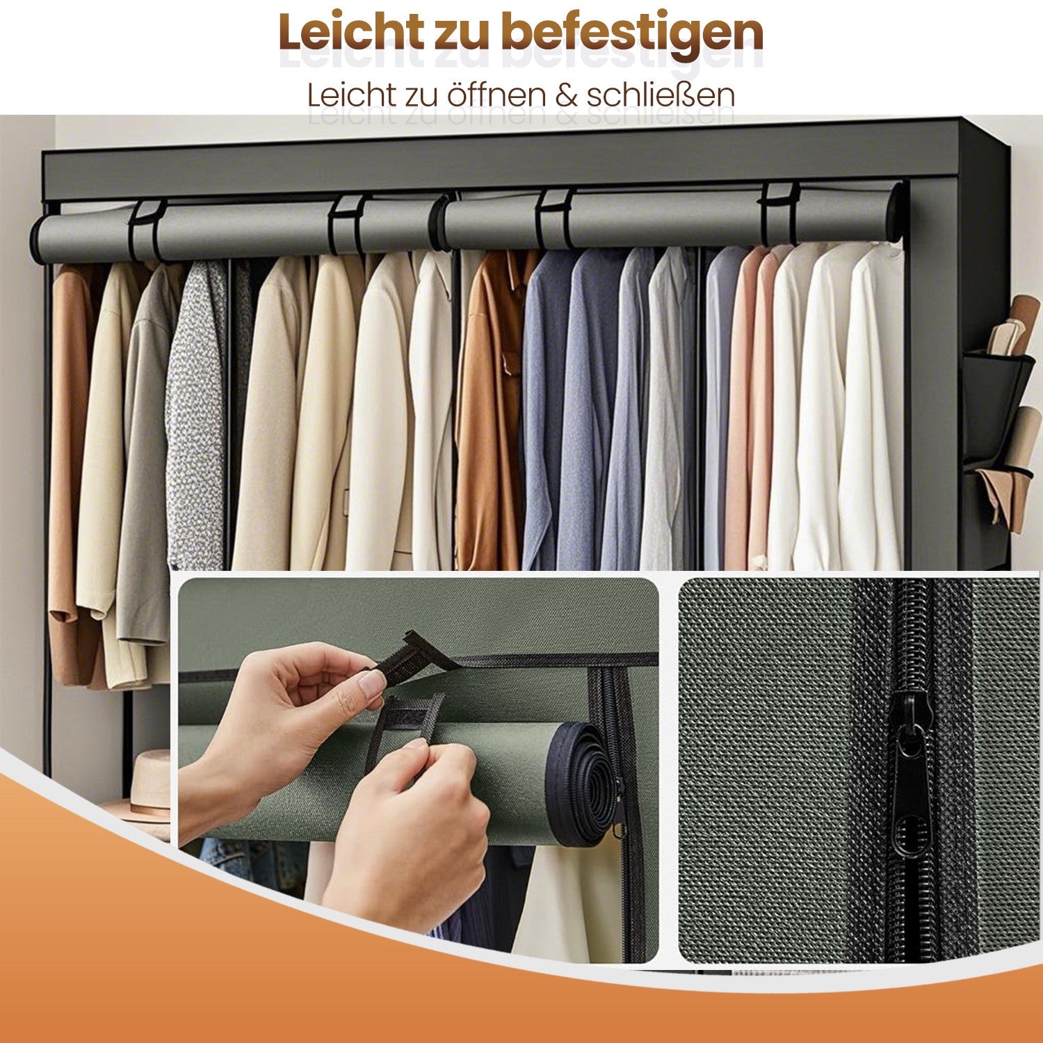 Stoffschrank, Kleiderschrank, 170 x 45 x 167 cm