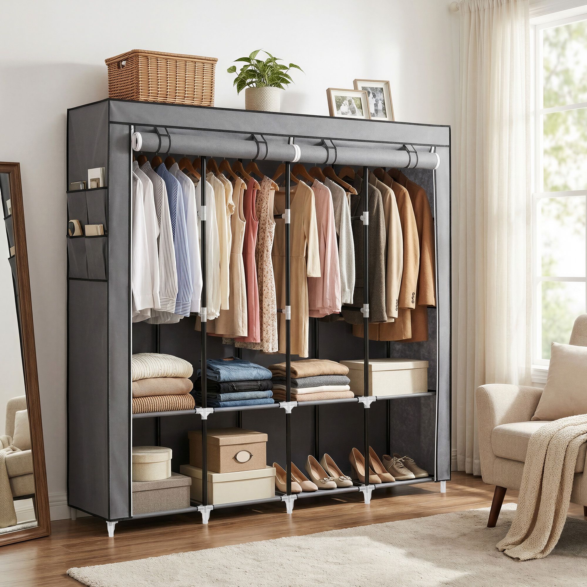 Stoffschrank, Kleiderschrank, 45 x 170 x 167 cm