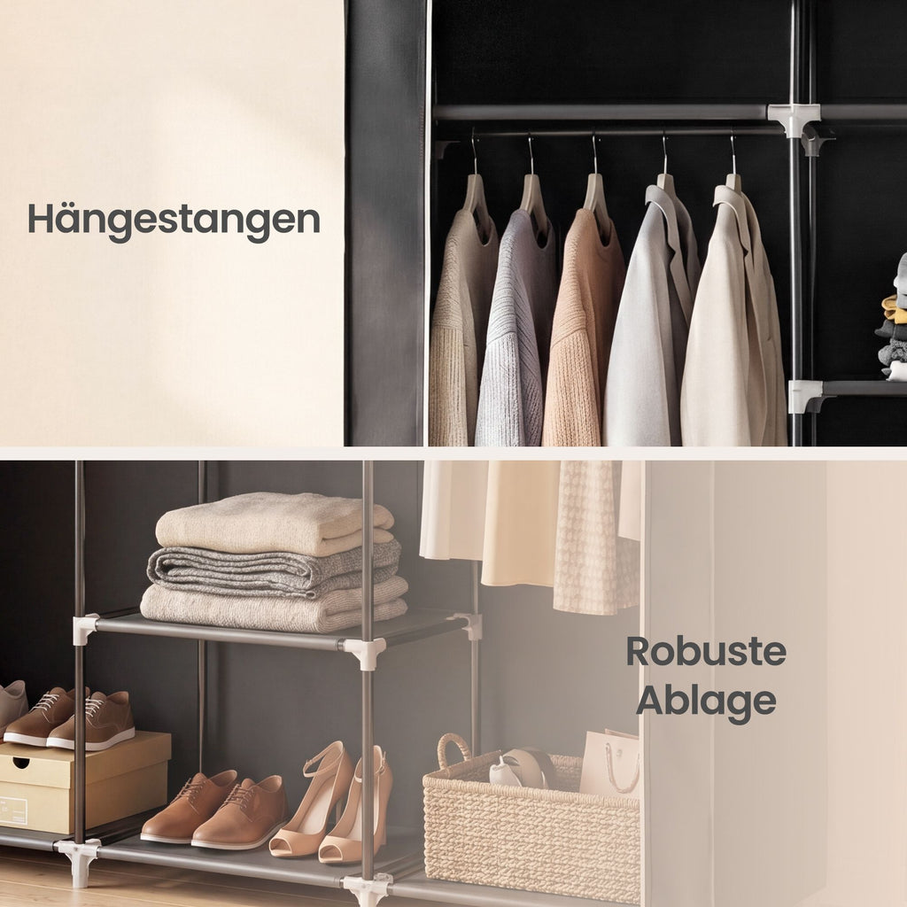 Kleiderschrank, Stoffschrank, faltbare Garderobe mit Kleiderstangen