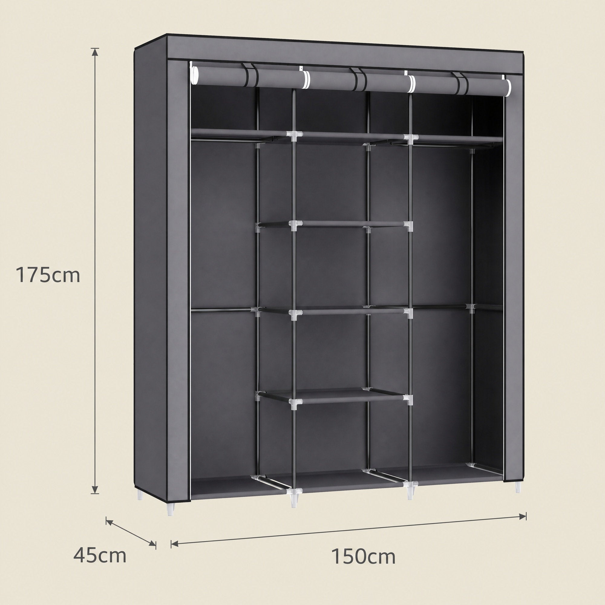 Kleiderschrank, Stoffschrank, faltbare Garderobe mit Kleiderstangen