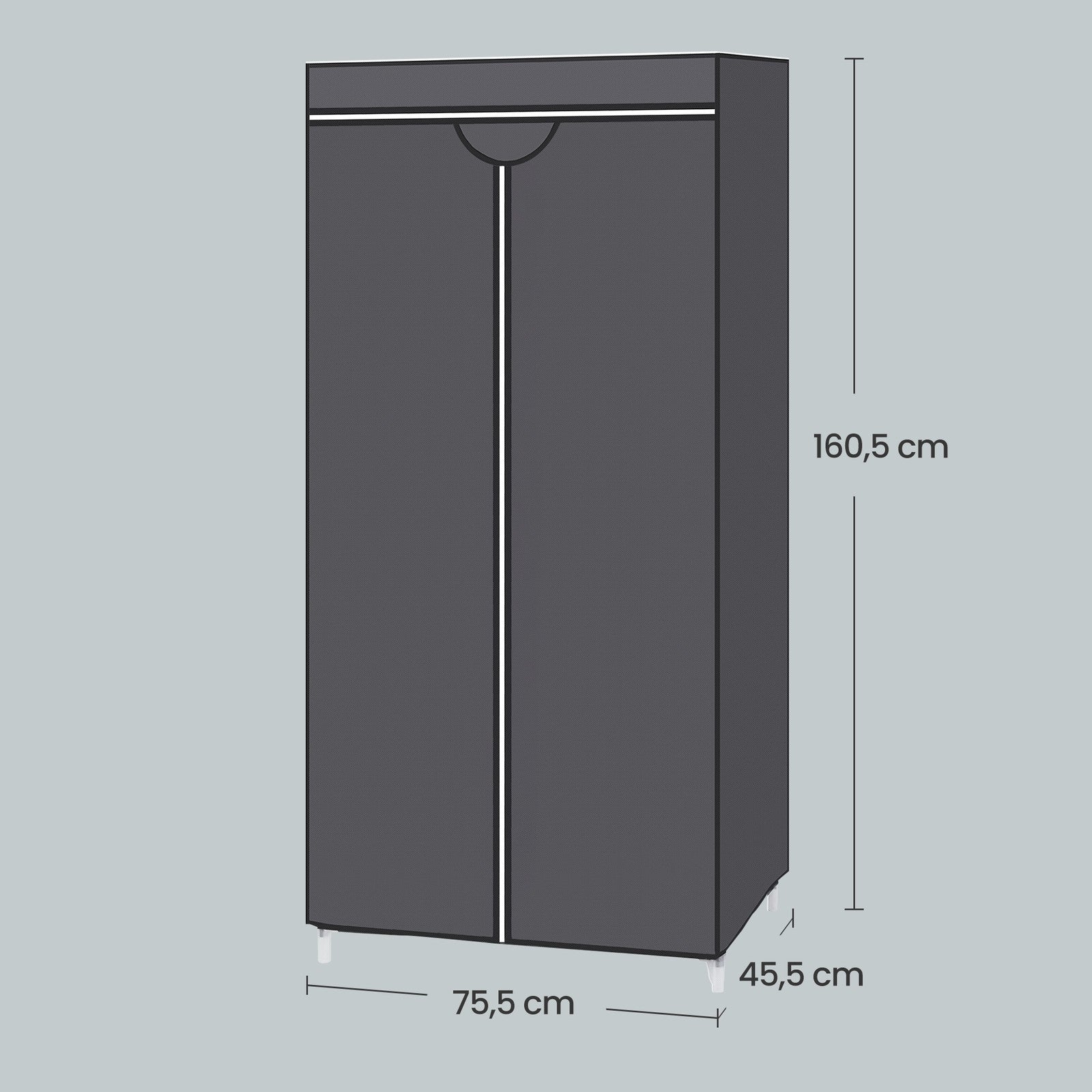 Kleiderständer, Kleiderschrank mit Kleiderstange, 75 x 45 x 160 cm