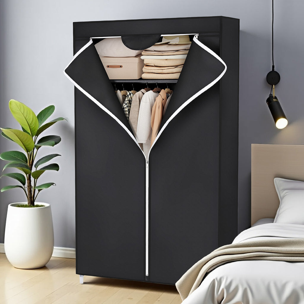 Stoffschrank 160 x 75 cm Schwarz